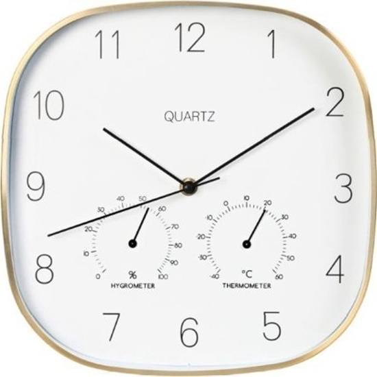 Изображение Koopman Zegar cienny zoty z termometrem nowoczesny 28,5 cm