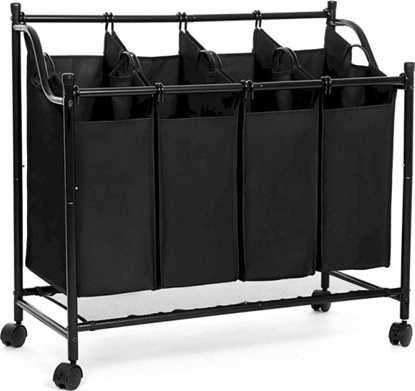 Изображение Kosz na pranie Songmics Kosz na pranie na kókach, sortownik na bielizn 4 x 35l