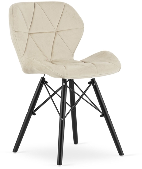 Изображение Krzeso beowe tapicerowane LAGO welur z czarnymi nogami do kuchni