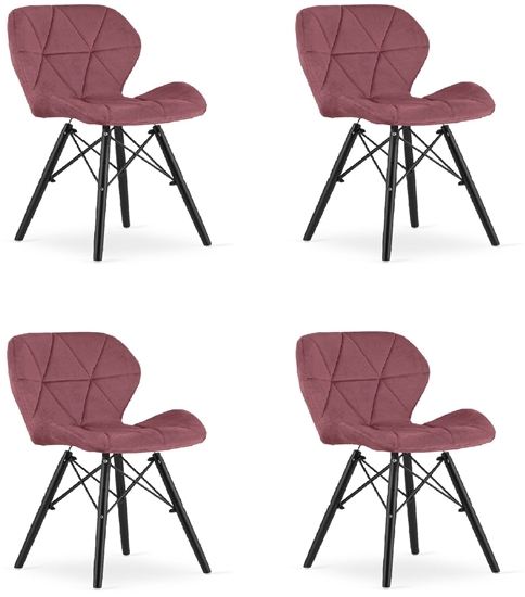 Picture of Krzeso tapicerowane ciemnoróowe LAGO welur czarne nogi do jadalni x4