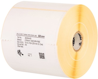 Picture of Zebra Label, Paper, 57x32mm; Thermal Transfer, Z-Perform 1000T, Uncoated, Permanent Adhesive, 76mm Core