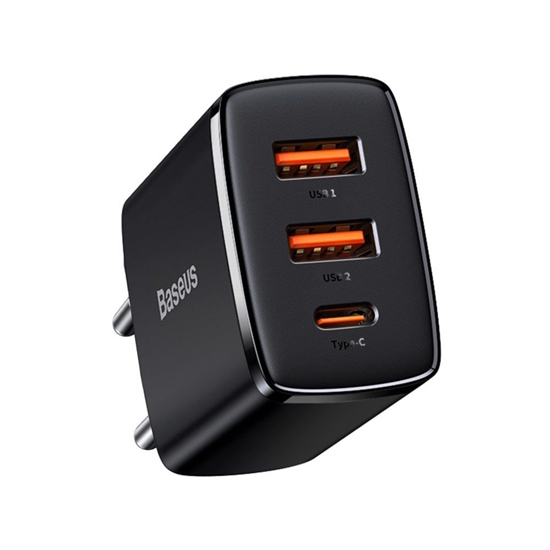 Изображение Lādētājs Baseus Compact Quick Charger 2 x USB + USB-C 30W Black
