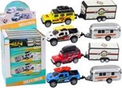 Изображение LeanToys Autko Terenowe Z Przyczep Kamperem Napd Metalowe