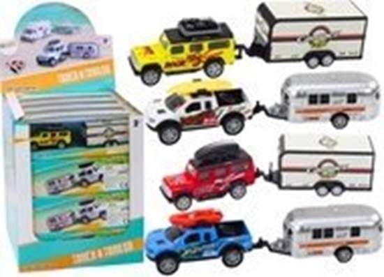 Изображение LeanToys Autko Terenowe Z Przyczep Kamperem Napd Metalowe