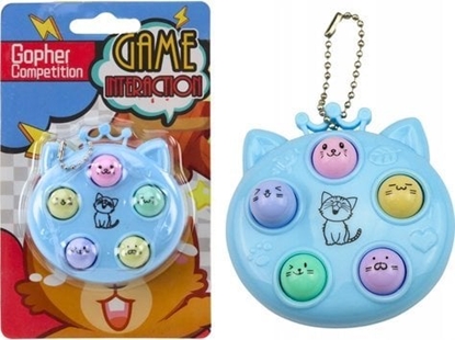 Attēls no LeanToys Brelok Mini Gra Zrcznociowa Wac A Mole Kotki Niebieska