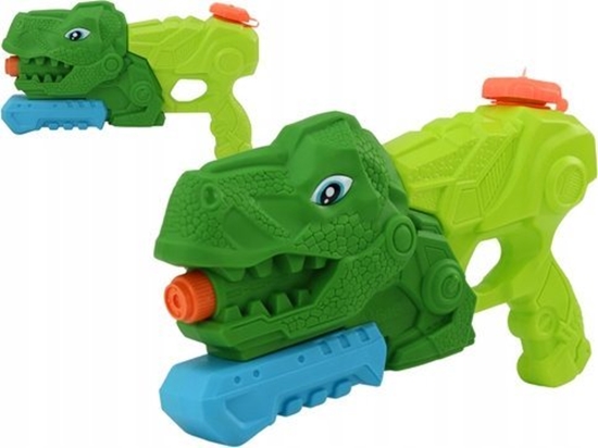 Изображение LeanToys Pistolet Na Wod Dinozaur 1000 ml Zielony Tyranozaur  Zasig 7 m