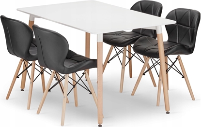 Изображение Leobert Zestaw stó prostoktny ADRIA 120x80 biay + 4 krzesa LAGO czarne
