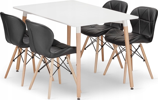 Изображение Leobert Zestaw stó prostoktny ADRIA 120x80 biay + 4 krzesa LAGO czarne