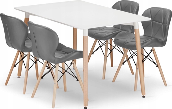 Изображение Leobert Zestaw stó prostoktny ADRIA 120x80 biay + 4 krzesa LAGO szare