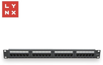 Attēls no LYNX 19" patch panel 24-port, UTP Cat6, 50µ, nestínný, erný