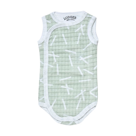 Picture of Lodger Romper Sprinkle kokvilnas bodijs bez piedurknēm,Leaf, 62 cm