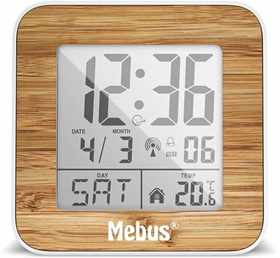 Picture of Mebus 27247 White/Wood Look Radio alarm clock digital