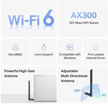 Изображение MERCUSYS MA14H WiFi6 USB adapter (AX300,2,4GHz)