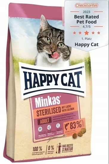 Изображение Minkas Sterilised Lachs, karma sucha, dla dorosych kotów po sterylizacji, oso, 10kg