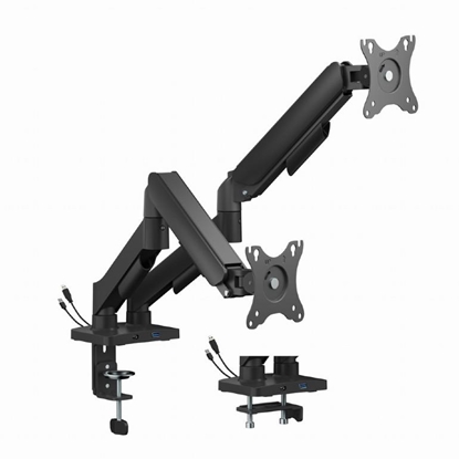 Attēls no Monitora stiprinājums Gembird 2x 17”-32” Adjustable desk display mounting arm USB