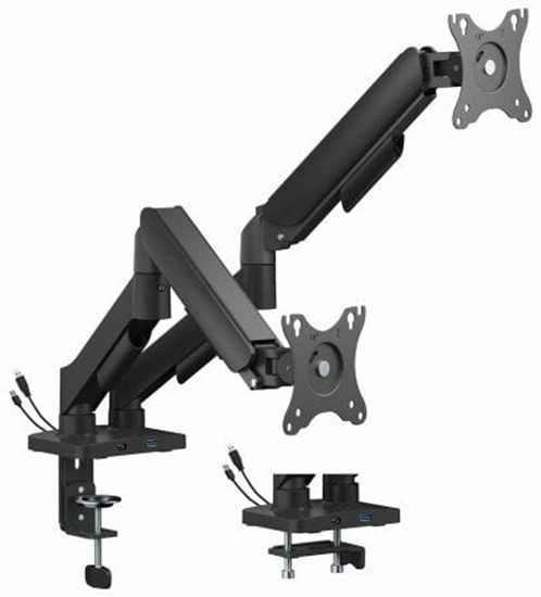 Изображение Monitora stiprinājums Gembird 2x 17”-32” Adjustable desk display mounting arm USB