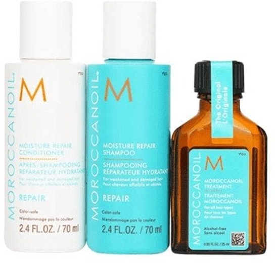 Изображение MOROCCANOIL_SET Moisture Repair Shampoo szampon do wosów 70ml + Moisture Repair Conditioner odywka do wosów 70ml + Treatment kuracja do wosów 25ml