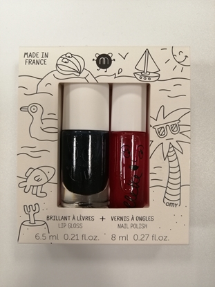 Изображение Nailmatic Kids bērnu nagu laka CASPER - melna & bērnu lūpu spīdums ROLLCERISE - ķiršu, HOLIDAYS