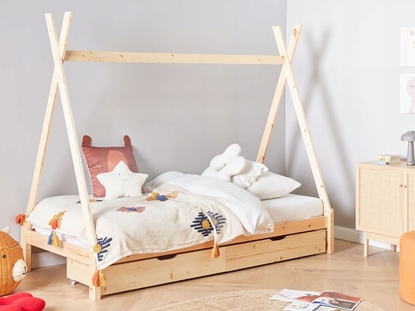 Attēls no óko dziecice z szufladami Tipi Drewno sosnowe DEVAY 90 x 200 cm Jasnobrzowy