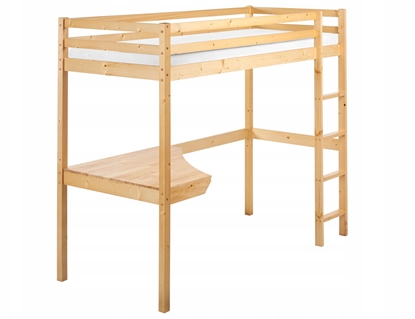 Attēls no óko na antresoli z biurkiem Drewno sosnowe LOURY 90 x 200 cm Jasnobrzowy