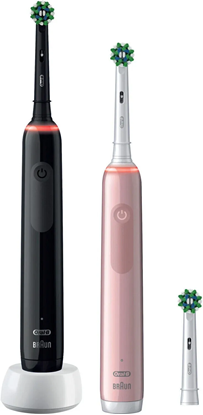 Attēls no Oral-B Electric Toothbrush | Pro 3 3900N Black/Pink Duopack | Rechargeable | For adults | Number of brush heads included 3 | Number of teeth brushing modes 3 | Black/Pink