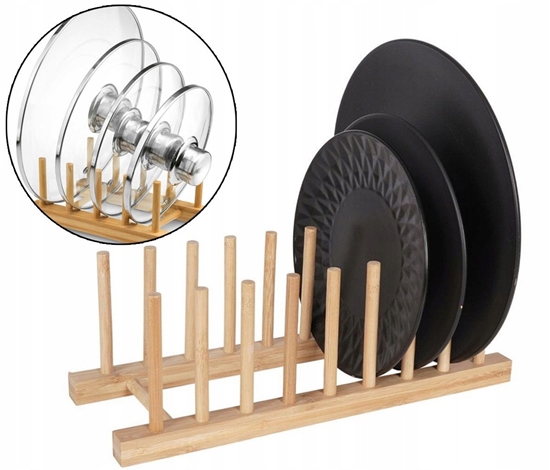 Picture of Organizer uchwyt stojak podstawka na pokrywki talerze bambusowy BRUNBESTE BB-2562
