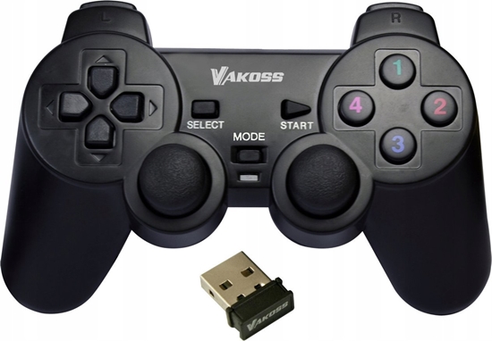Picture of Pad Vakoss VAKOSS GAMEPAD BEZPRZEWODOWY USB Z FUNKCJ DUAL SHOCK PC/PS3 TRYB CYFROWY I ANALOGOWY GP-4705BK CZARNY