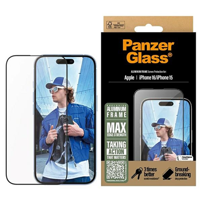 Изображение PanzerGlass Aluminum Frame iPhone '24 6.1" UWF