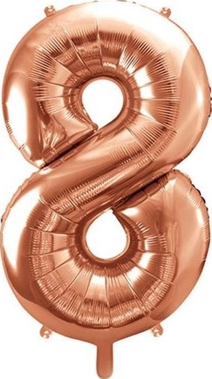Изображение Party Deco Balon foliowy Cyfra "8", 86cm, róowe zoto uniwersalny