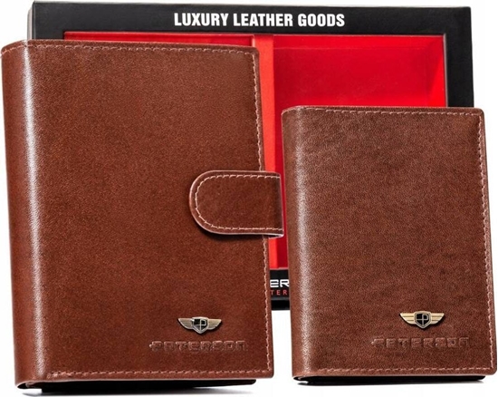 Picture of Peterson Zestaw prezentowy: skórzany portfel mski, etui na karty i brelok - Peterson NoSize