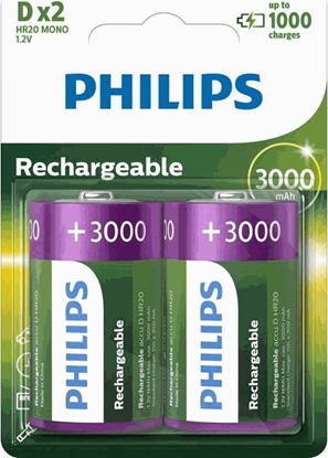 Attēls no Philips 2x AKUMULATOR R20 D 3000MAH PHILIPS R20B2A300/10