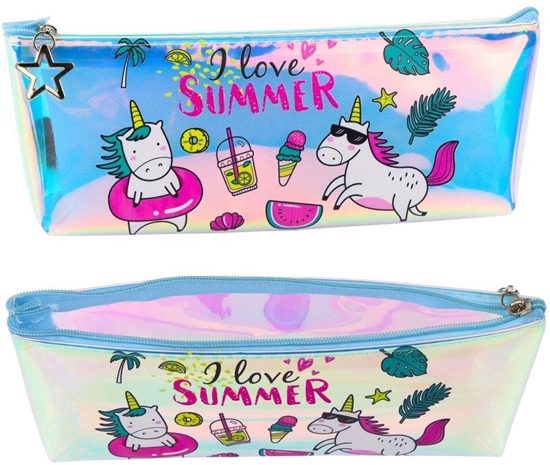 Picture of Piórnik Dziewczcy Szkolny Holograficzny Motyw Lata Jednoroce 20x8cm