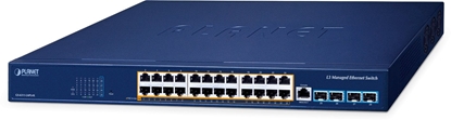 Picture of PLANET Layer 3 24-Port 10/100/1000T Zarzdzany L3 Gigabit Ethernet (10/100/1000) Obsuga PoE Niebieski