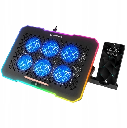 Picture of Podstawka chodzca Rampage pod laptop 9-17'' RGB 6 wentylatorów, czarna