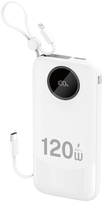 Attēls no Powerbank Dudao K13 10000mAh z wbudowanym kablem - biay