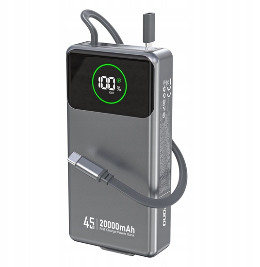 Picture of Powerbank Dudao K31 Pro 45W 20000mAh z wbudowanym zwijanym kablem USB-C - szary