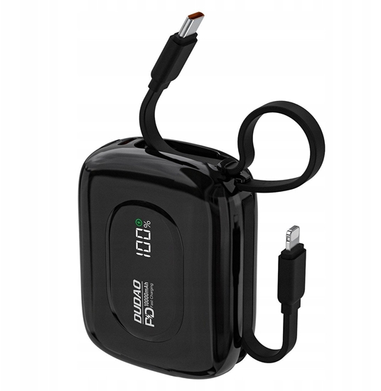 Picture of Powerbank Dudao K32 10000 mAh z wbudowanym kablem USB-C/Lightning - czarny