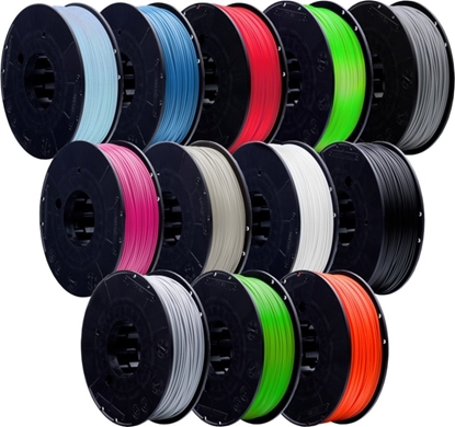 Изображение Print-me Zestaw filamentów Print-Me mix Swift PETG, Smarfit PLA, Smooth ABS, Flex 20D, Flex 40D, Smooth ASA - 1,75mm 1,2kg - 12 kolorów}
