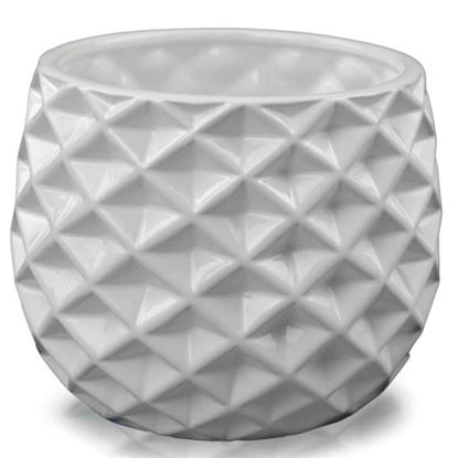 Attēls no Puķu pods Pastel 16cm rombu raksts balts