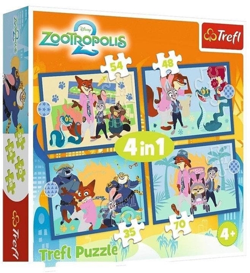 Изображение PUZZLE 4W1 TREFL 34677 ZOOTOPIA PRZYGOD PUD8