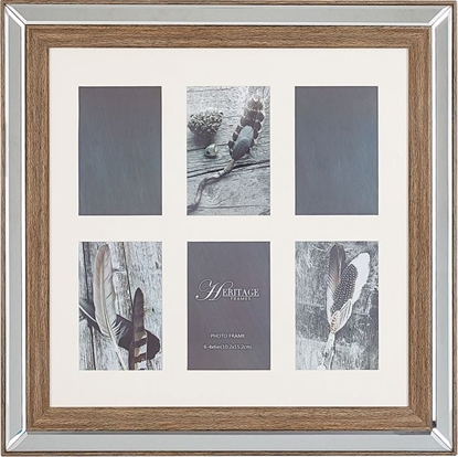 Изображение Ramka Beliani Multiramka na 6 zdj lustrzana ciemne drewno SINTA