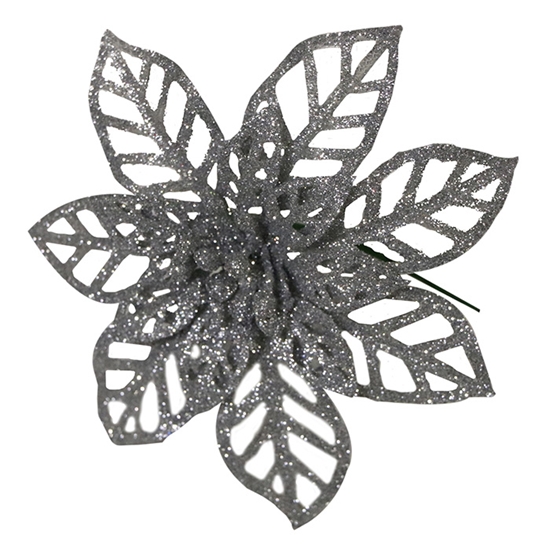 Picture of Rotājums Ziemassvētku zvaigzne 16cm, sudraba