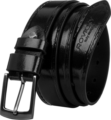 Attēls no Rovicky Stylowy pasek mski z lakierowanej skóry naturalnej licowej Rovicky 90 cm