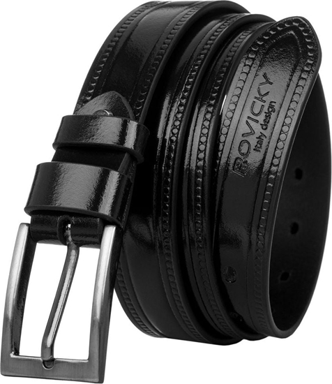 Picture of Rovicky Zdobiony pasek mski z lakierowanej skóry naturalnej licowej Rovicky 90 cm