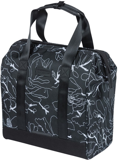 Picture of Sakwa miejska pojedyncza BASIL GRAND FLOWER BICYCLE SHOPPER 23L, MIK Hooks System, black (NEW 2026)