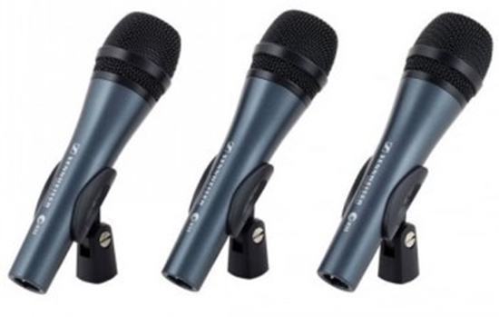 Изображение SENNHEISER 3PACK E835, MICROPHONE SET WITH 3X E 835, VOCAL MICROPHONE, DYNAMIC, CARDIOID, INCLUDING MICROPHONE BRACKET AND CASES