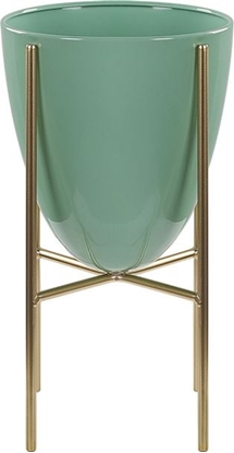Picture of Shumee Doniczka na stojaku metalowa 16 x 16 x 31 cm zielono-zota LEFKI