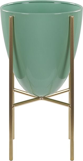 Picture of Shumee Doniczka na stojaku metalowa 16 x 16 x 31 cm zielono-zota LEFKI
