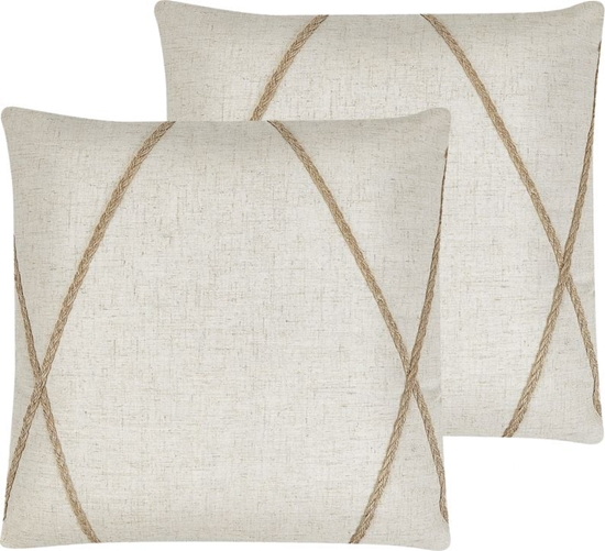 Picture of Shumee Zestaw 2 poduszek dekoracyjnych geometryczny wzór 45 x 45 cm beowy LICUALA