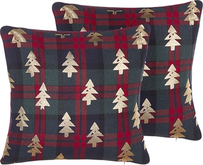 Attēls no Shumee Zestaw 2 poduszek dekoracyjnych w choinki 45 x 45 cm czerwono-zielony CUPID